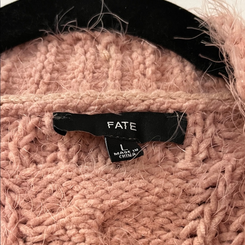 Fate Dusty Pink Cable Knit Cardigan - Picture 2 of 5